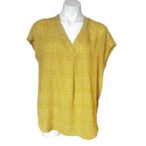 Carolina Belle Montreal yellow V neck blouse size large
